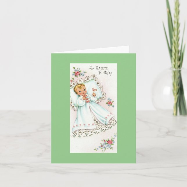 Vintage Baby Birthday Card (Front)