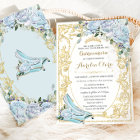 Vintage Baby Blue Roses Cinderella Quinceañera