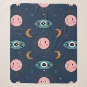 vintage baby boho seamless pattern. Hippie chic ba Sherpa Blanket