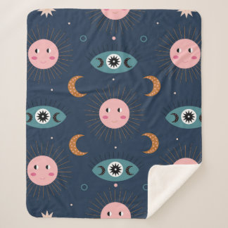 vintage baby boho seamless pattern. Hippie chic ba Sherpa Blanket