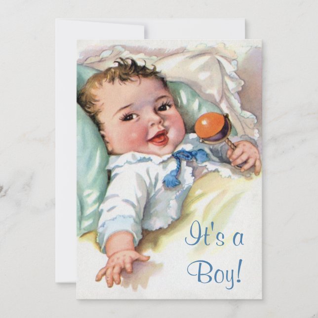 Vintage Baby Boy Shower Invitation (Front)