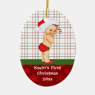 Vintage Baby Boy's First Christmas Ornament
