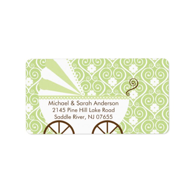 Vintage Baby Carriage Baby Shower Address Label (Front)