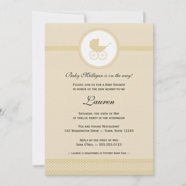 Vintage Baby Carriage Baby Shower Invitation (Front)