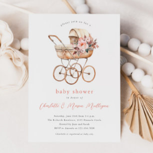 Vintage Baby Carriage Baby Shower Invitation