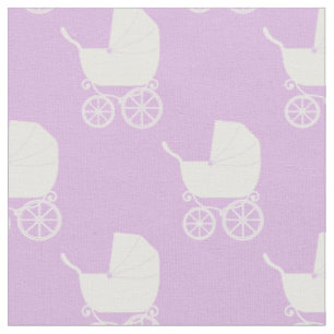 Vintage Baby Carriage Purple Fabric