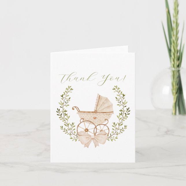Vintage Baby Carriage Thank You Card (Front)