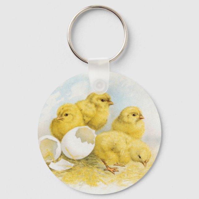 Vintage Baby Chickens Key Ring (Front)
