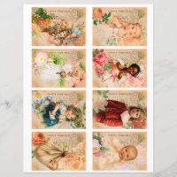 Vintage Baby Children ATC Cards Scrapbook Paper