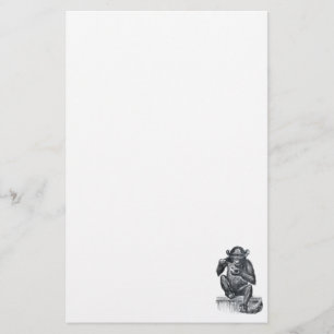 Vintage Baby Chimpanzee Drawing Stationery