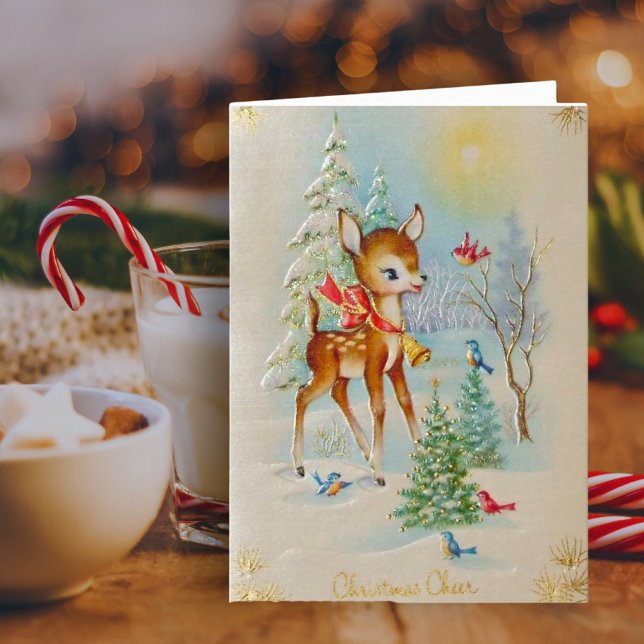 Vintage Baby Christmas Deer Holiday Card (Creator Uploaded)