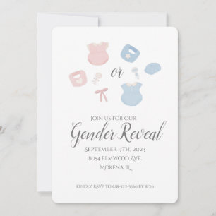 Vintage Baby Clothes Gender Reveal Invitation