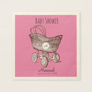 Vintage Baby Crib Monogram Baby Shower P Napkin 3