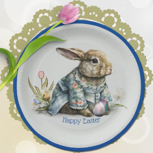 Vintage Baby Easter Bunny Paper Plate