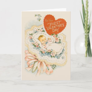 Vintage Baby First Valentine Greeting Card