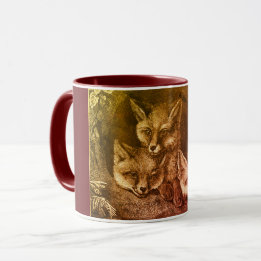 Vintage baby fox woodland mug