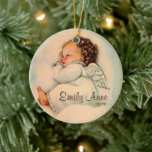 Vintage Baby Girl Angel Sleeping Ceramic Ornament<br><div class="desc">Beautiful vintage image of a baby girl angel sleeping on a cloud by artist Charlot Byi. Credit: Prints available at artprintsanddecor.com</div>
