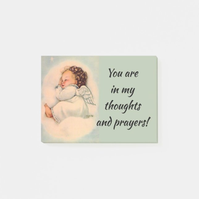 vintage Baby Girl Angel sleeping on a cloud Post-it Notes (Front)