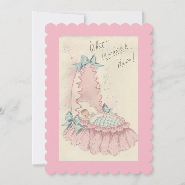 Vintage Baby Girl Birth Announcement (Front)