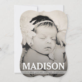 Vintage Baby Girl Birth Announcement Photo Card