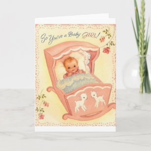 Vintage Baby Girl Congratulations Greeting Card