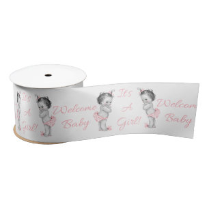 Vintage Baby Girl It's a Girl 3 Inch Ribbon Satin Ribbon