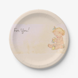 Vintage Baby Girl Paper Plate
