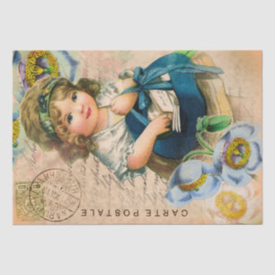 Vintage Baby Girl Postcard Decoupage Tissue Paper