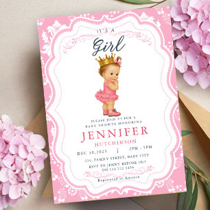 Vintage Baby Girl Princess Baby Shower Invitation