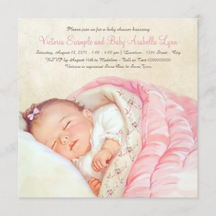 Vintage Baby Girl Shower Invitation