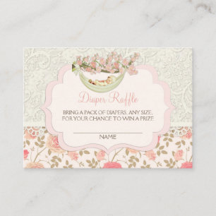 Vintage Baby Hammock Branch Diaper Raffle Ticket Enclosure Card