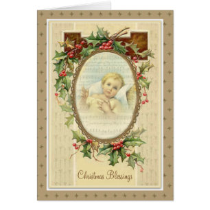 Vintage Baby Jesus Christmas Holly Berries & Ivy