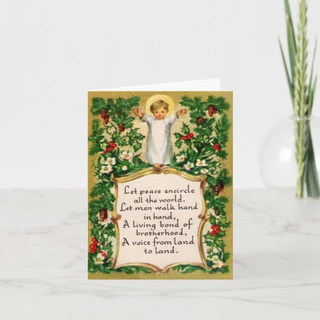 Vintage Baby Jesus Peace Christmas Card (Front)