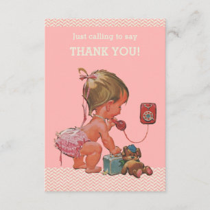 Vintage Baby on Phone Baby Shower Thank You Card