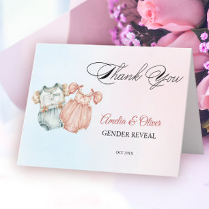 Vintage Baby Outfit Classic Gender Reveal Thank You Card