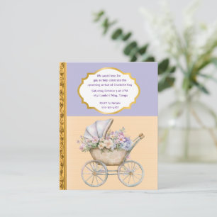 Vintage Baby Pram Shower Digital Download Invitation