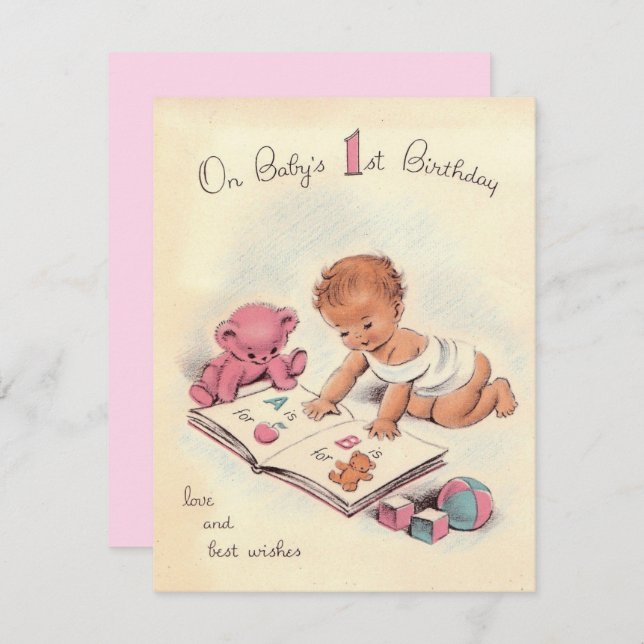 Vintage Baby’s First Happy Birthday Card (Front/Back)