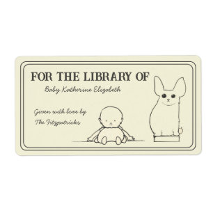 Vintage Baby Shower Books for Baby Bookplate