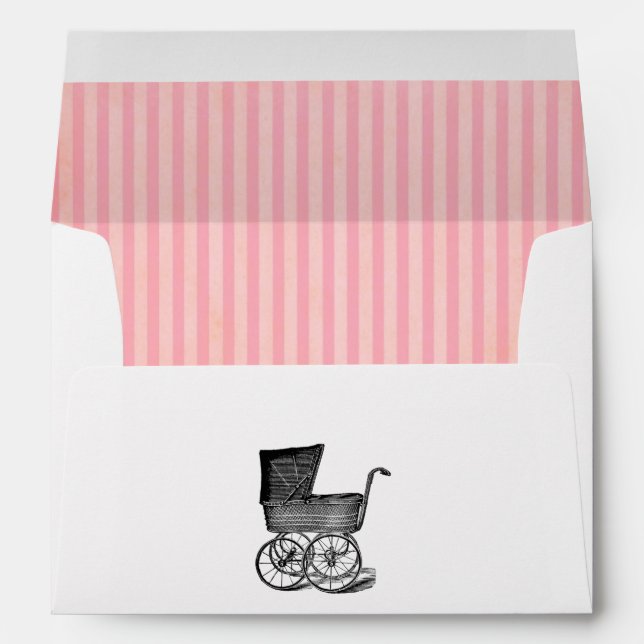 Vintage Baby Shower Envelope with Antique Carriage (Back (Bottom))