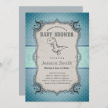 Vintage BABY SHOWER invitation - dinosaur