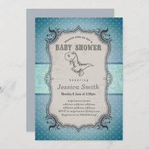 Vintage BABY SHOWER invitation - dinosaur