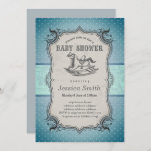Vintage BABY SHOWER invitation - Rocking Horse