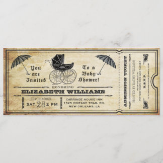 Vintage Baby Shower Ticket Invitation