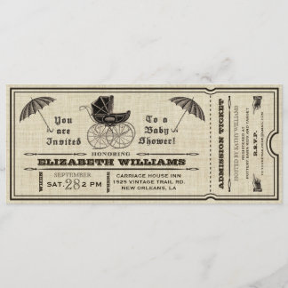 Vintage Baby Shower Ticket Invitation III
