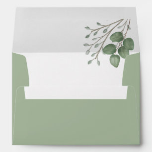 Vintage Baby Shower Watercolor Eucalyptus 5x7 Envelope