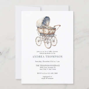 Vintage Baby Stroller   Classic Baby Shower Invita Invitation