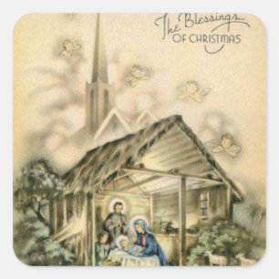 Vintage Baby The Blessings Of Christmas Square Sticker