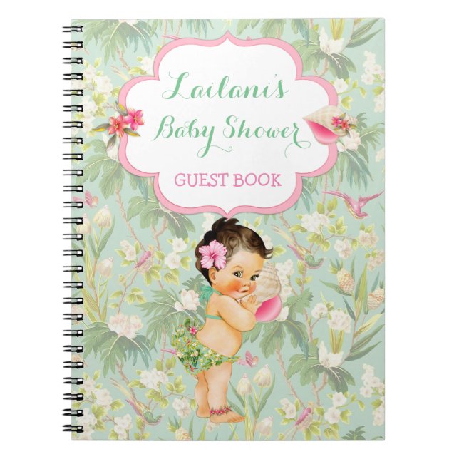 Vintage Baby Tropical Hawaiian Shower Guest Book (Front)