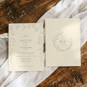 Vintage Baby's Breath Ivory Wildflower Wedding Invitation