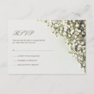 Vintage Baby's Breath Wedding RSVP Card